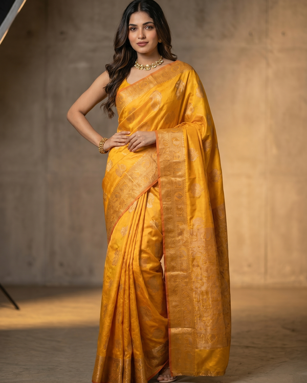 Mrs. SARDARNI Banarasi Jacquard Art Silk Saree - Rani Pink (Morni Collection)