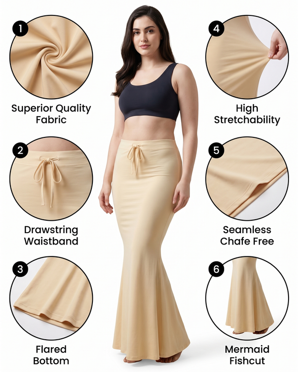 Mrs. SARDARNI Premium Mermaid-Fit Saree Shaper - Cream