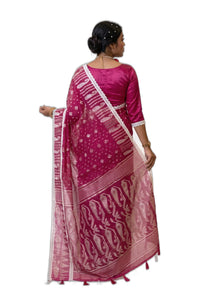 Exquisite Pink Jamdani Saree with White Lace Border | Mrs. SARDARNI