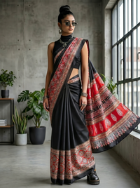 Mrs. SARDARNI Woven Soft Silk Saree - Black