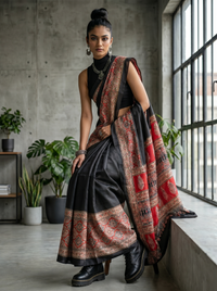 Mrs. SARDARNI Woven Soft Silk Saree - Black