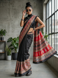 Mrs. SARDARNI Woven Soft Silk Saree - Black