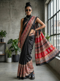 Mrs. SARDARNI Woven Soft Silk Saree - Black