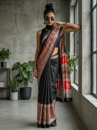 Mrs. SARDARNI Woven Soft Silk Saree - Black