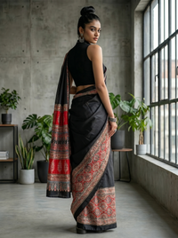 Mrs. SARDARNI Woven Soft Silk Saree - Black