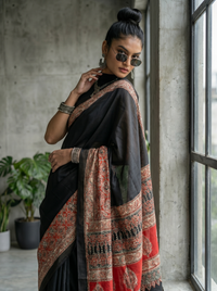 Mrs. SARDARNI Woven Soft Silk Saree - Black