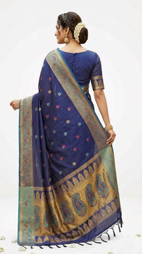 Mrs. SARDARNI Latest Blue Yellow Garod Muslin Fancy Silk Saree | Party Wear Sari | Premium Ethnic Wear | Mrs. SARDARNI