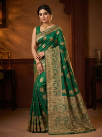 Mrs. SARDARNI Banarasi Jacquard Art Silk Saree - Cream Gold (Morni Collection)