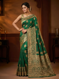 Mrs. SARDARNI Banarasi Jacquard Art Silk Saree - Cream Gold (Morni Collection)