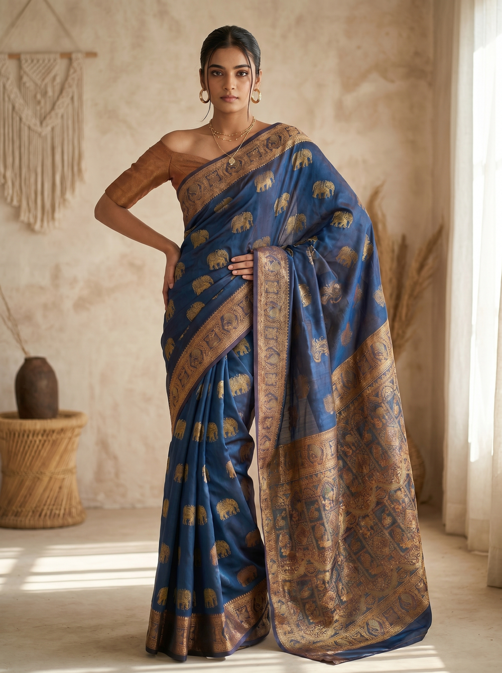 Mrs. SARDARNI Banarasi Jacquard Art Silk Saree - Emerald Grn (Morni Collection)