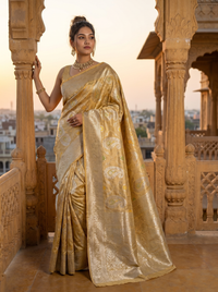 Mrs. SARDARNI Woven Soft Silk Saree - Gold