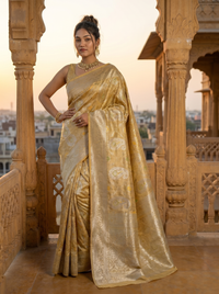 Mrs. SARDARNI Woven Soft Silk Saree - Gold