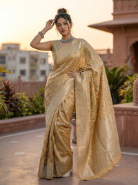 Mrs. SARDARNI Woven Soft Silk Saree - Gold