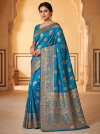 Mrs. SARDARNI Banarasi Jacquard Art Silk Saree - Heritage Teal (Morni Collection)