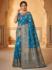 Mrs. SARDARNI Banarasi Jacquard Art Silk Saree - Heritage Teal (Morni Collection)
