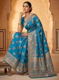 Mrs. SARDARNI Banarasi Jacquard Art Silk Saree - Heritage Teal (Morni Collection)