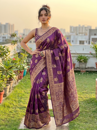 Mrs. SARDARNI Banarasi Jacquard Art Silk Saree - Midnight Nvy (Morni Collection)