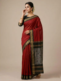 Mrs. SARDARNI Premium Garad Muslin Silk Saree - Maroon & Black Contrast | Premium Ethnic Wear | Mrs. SARDARNI