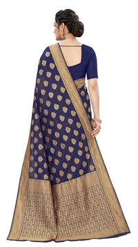 Traditional Navy Blue Gulal Saree for Women – Jacquard Woven Banarasi Silk with Rich Zari Bord | Premium Ethnic Wear | Mrs. SARDARNI