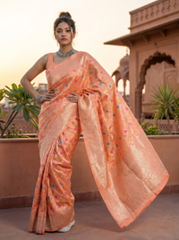 Mrs. SARDARNI Woven Soft Silk Saree - Peach