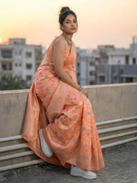 Mrs. SARDARNI Woven Soft Silk Saree - Peach