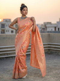 Mrs. SARDARNI Woven Soft Silk Saree - Peach