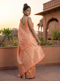 Mrs. SARDARNI Woven Soft Silk Saree - Peach