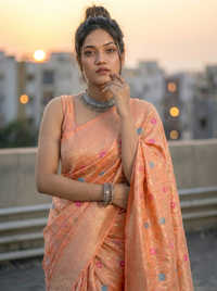 Mrs. SARDARNI Woven Soft Silk Saree - Peach