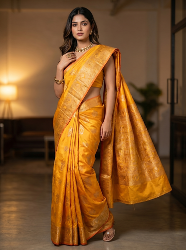 Mrs. SARDARNI Banarasi Jacquard Art Silk Saree - Rani Pink (Morni Collection)