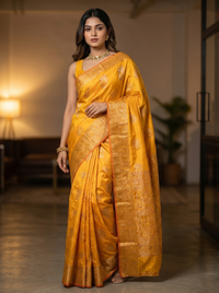 Mrs. SARDARNI Banarasi Jacquard Art Silk Saree - Rani Pink (Morni Collection)