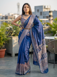 Mrs. SARDARNI Woven Soft Silk Saree - Royal Blue