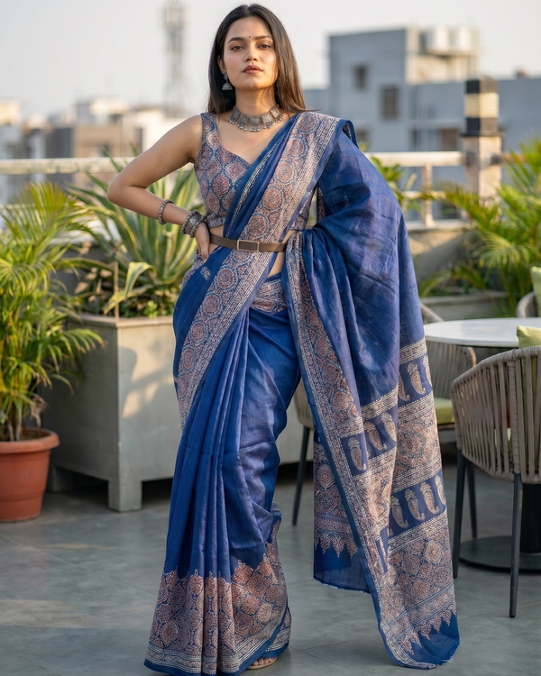 Mrs. SARDARNI Woven Soft Silk Saree - Royal Blue