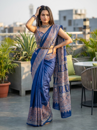 Mrs. SARDARNI Woven Soft Silk Saree - Royal Blue