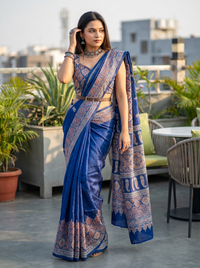 Mrs. SARDARNI Woven Soft Silk Saree - Royal Blue