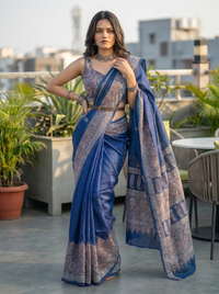 Mrs. SARDARNI Woven Soft Silk Saree - Royal Blue