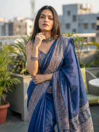 Mrs. SARDARNI Woven Soft Silk Saree - Royal Blue