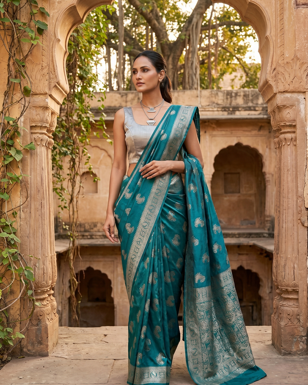 Mrs. SARDARNI Banarasi Jacquard Art Silk Saree - Royal Prpl (Morni Collection)