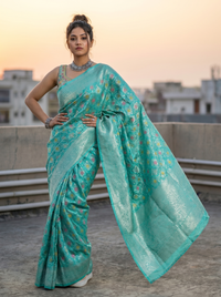 Mrs. SARDARNI Woven Soft Silk Saree - Teal