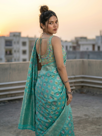 Mrs. SARDARNI Woven Soft Silk Saree - Teal