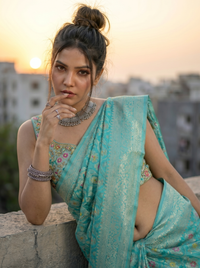 Mrs. SARDARNI Woven Soft Silk Saree - Teal