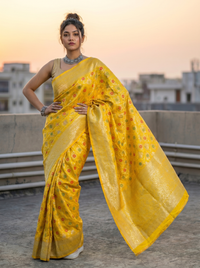 Mrs. SARDARNI Woven Soft Silk Saree - Yellow