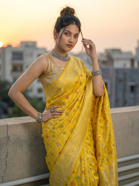 Mrs. SARDARNI Woven Soft Silk Saree - Yellow