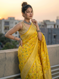 Mrs. SARDARNI Woven Soft Silk Saree - Yellow