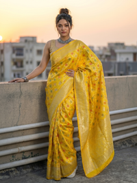 Mrs. SARDARNI Woven Soft Silk Saree - Yellow