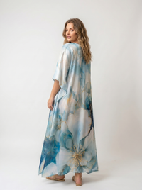 Mrs. SARDARNI Premium Designer Printed Kaftan - Blue White Marble
