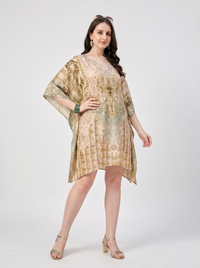 Mrs. SARDARNI Premium Designer Printed Kaftan - Olive Gold