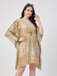 Mrs. SARDARNI Premium Designer Printed Kaftan - Olive Gold