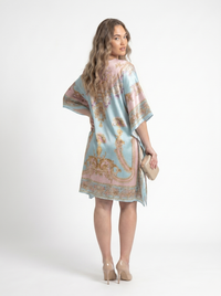 Mrs. SARDARNI Premium Designer Printed Kaftan - Seafoam Gold