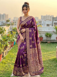 Mrs. SARDARNI Banarasi Jacquard Art Silk Saree - Midnight Nvy (Morni Collection)