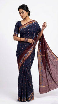 Mrs. SARDARNI Contrast Blue & Maroon Silk Saree for Women | Festive Wear | Premium Ethnic Wear | Mrs. SARDARNI